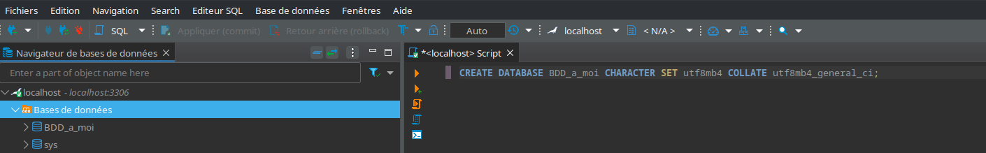creation base DBeaver